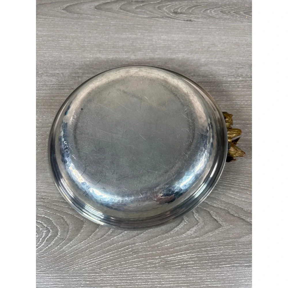 Old Newbury Crafters Pewter Bird Dish Trio Songbirds Catchall Bowl Silver Gold